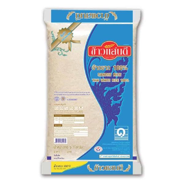 แสนดี ข้าวขาว 100% ขนาด 5 กก Sandee WHITE RICE 100% Unit 5kg