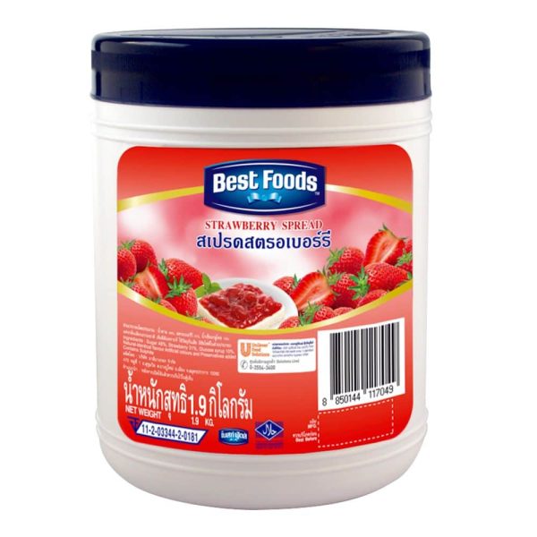 Best Foods Strawberry Spread(J) 1.9kg. เบสท์ฟู้ดส์ สเปรดสตรอเบอร์รี่ 1.9กก.