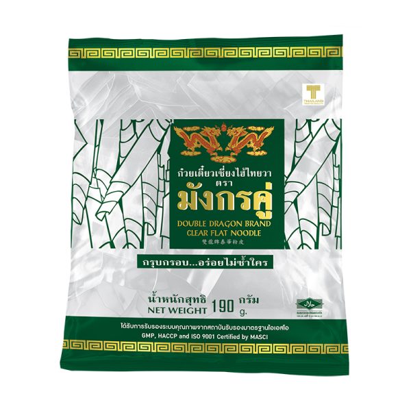 Double Dragon Bean Sheet 190g.×Pack3 มังกรคู่ ก๋วยเตี๋ยวเซี่ยงไฮ้ไทยวา 190กรัม×แพ็ค3