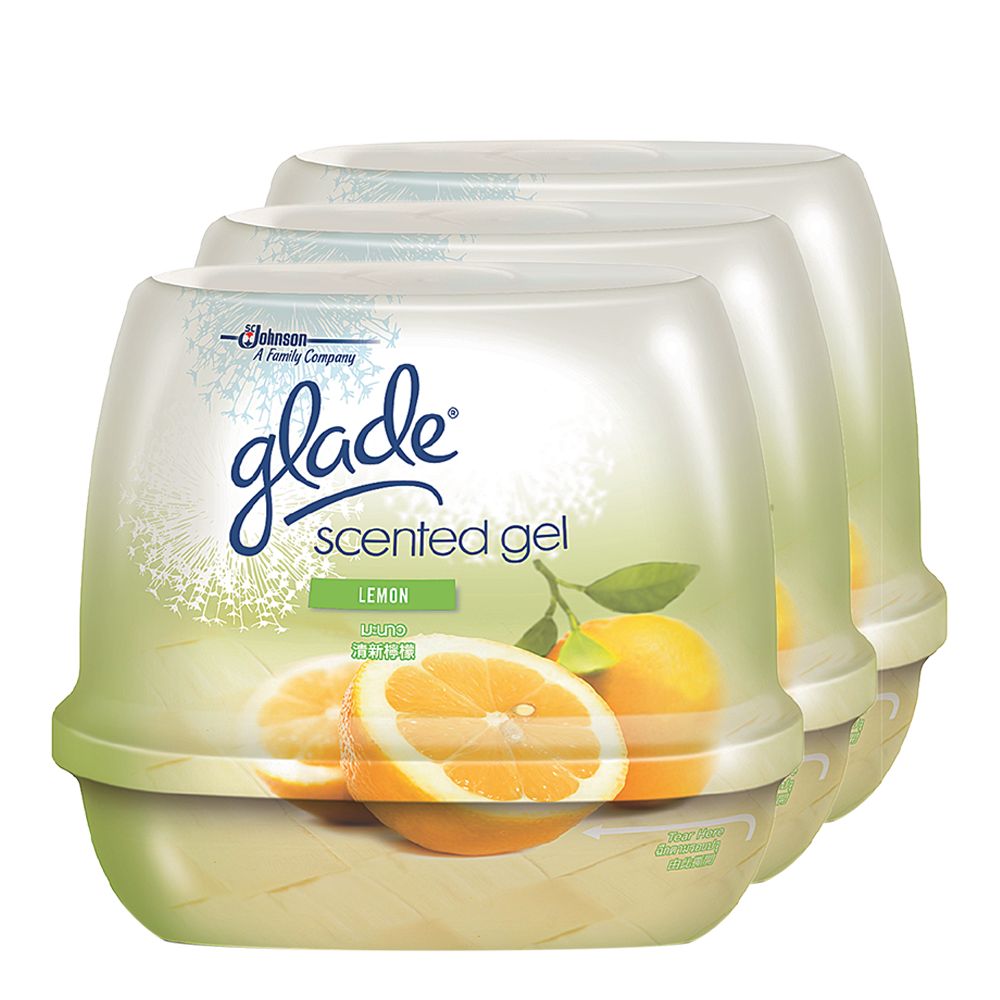 Glade Scented Gel Lemon 180g.×Pack3 เกลด เซ็นท์เต็ด เจลปรับอากาศกลิ่นมะนาว 180กรัม×แพ็ค3 1