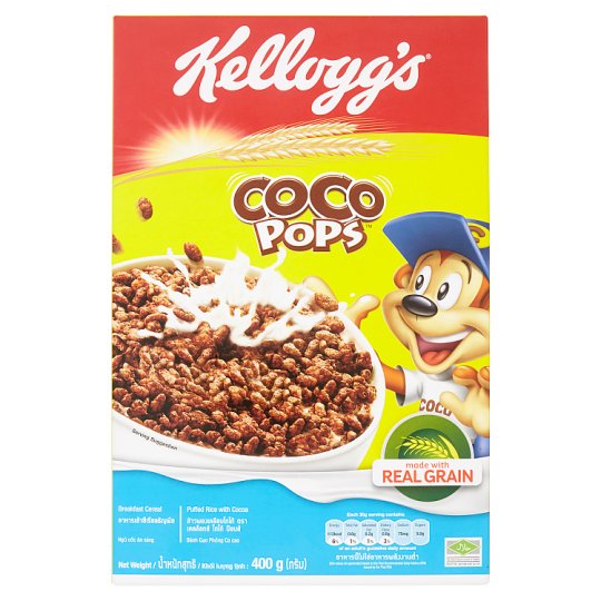 Kelloggs Coco Pops Whole Grain Cereal Coated Cocoa Puffed Rice 400g. 1 1