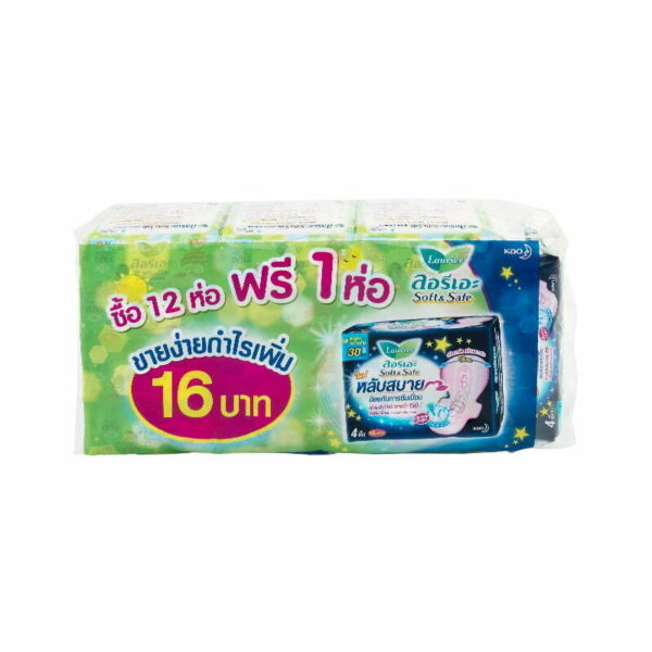 Laurier Sanitary Napkin with Wing Soft & Safe Slim 22 cm 4 pcs x 12+1 packs