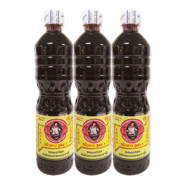 Mae Krua Brand(Gold Label)Soy Sauce Formula1 700ml.×Pack3 ตราแม่ครัวฉลากทอง ซีอิ๊วขาวสูตร1 700มล.×แพ็ค3