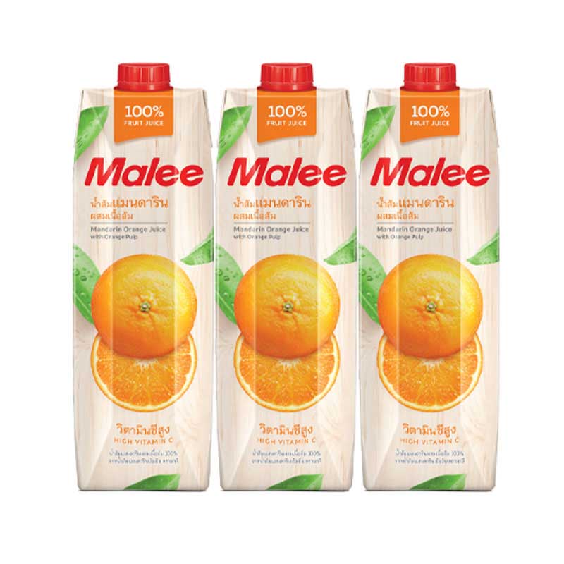Malee Mandarin Orange JuiceJ 1000ml×3 มาลี น้ำส้มแมนดาริน 1000มล.×3กล่อง 1