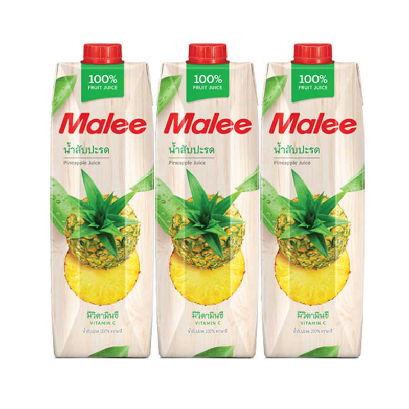 Malee Pineapple JuiceJ 1000ml×3 มาลี น้ำสับปะรด 1000มล.×3กล่อง 1