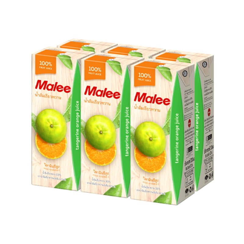 Malee Tangerine Orange JuiceJ 200ml.x6 มาลี น้ำส้มเขียวหวาน100 200มล.×6กล่อง 1