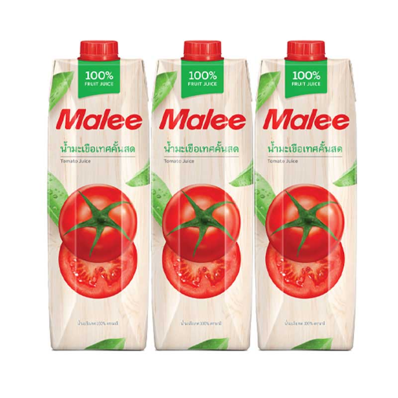 Malee Tomato JuiceJ 1000ml×3 มาลี มะเขือเทศคั้นสด 1000มล.×3กล่อง 1