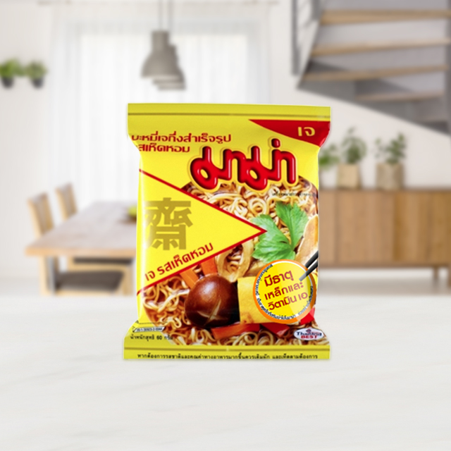 Mama Vegetarian Instant Noodles Shitake Flavour 60g.×12 มาม่า เจ รสเห็ดหอม 60กรัม×12 1