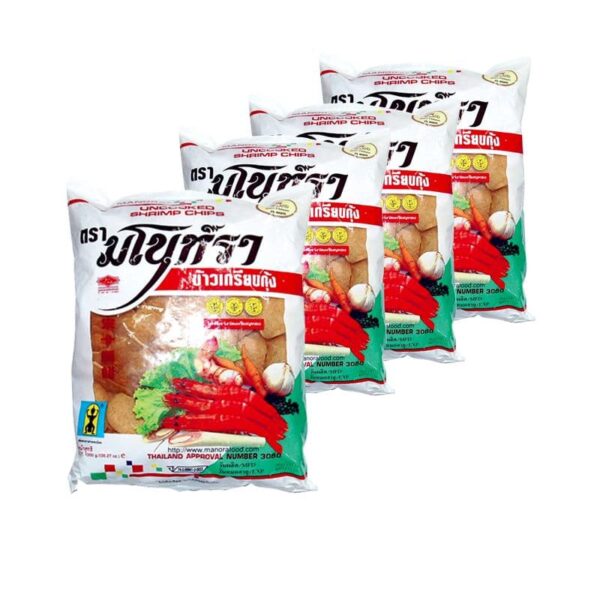 Manorah Shrimp Chip(J) 500g.×4 มโนราห์ ข้าวเกรียบกุ้งดิบ 500กรัมx4ถุง