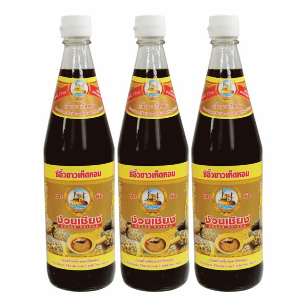 Nguan Chiang Mushroom Light Soy Sauce 700ml.×Pack3 ง่วนเชียง ซีอิ๊วขาวเห็ดหอม 700มล.×แพ็ค3