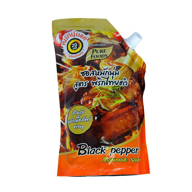 Pure Foods Black Pepper Marinade Sauce 1000g. เพียวฟูดส์ ซอสหมักนุ่มสูตรพริกไทยดำ 1000กรัม 1