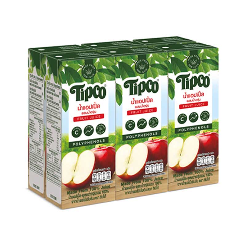 Tipco Apple Juice J200ml.×6 ทิปโก้ แอปเปิ้ล 200มล.×6กล่อง 1