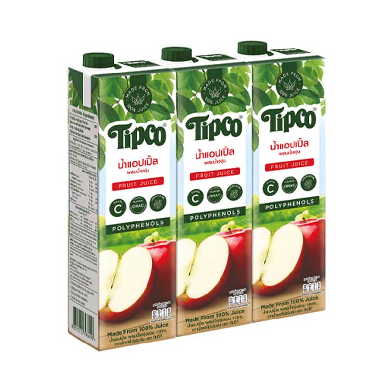 Tipco Apple JuiceJ 1000ml.×3 ทิปโก้ แอปเปิ้ลผสมน้ำองุ่น 1000มล.×3กล่อง 1