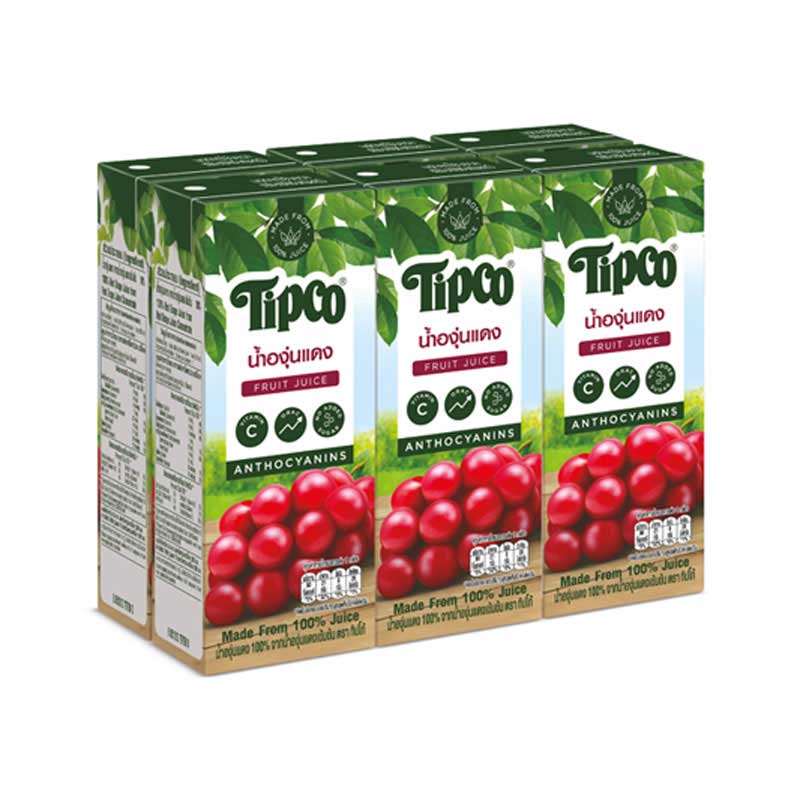 Tipco Red Grape JuiceJ 00ml.×6 ทิปโก้ น้ำองุ่นแดง 200มล.×6กล่อง 1
