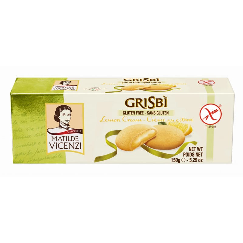 Vicenzi Grisbi Lemon Cream Biscuits 150g.วิเชนซี กริสบี้บิสกิตสอดไส้ครีมรสเลมอน 150กรัม 1