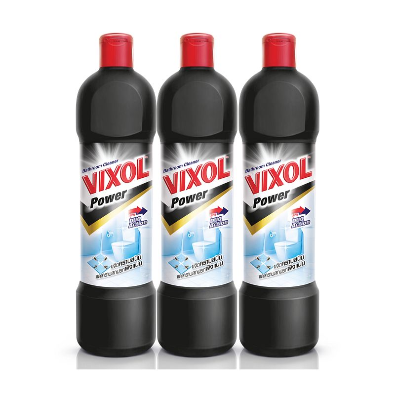 Vixol Bathroom Cleaner Duo Action Black 900ml.×Pack3 วิกซอล น้ำยาล้างห้องน้ำ ดูโอ้แอคชั่น สีดำ 900มล.×แพ็ค3 1