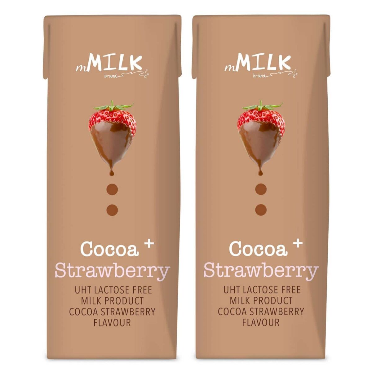 mMilk UHT Milk Lactose free Cocoa Strawberry Flavour 180ml.×2เอ็มมิลค์ นมยูเอชทีรสโกโก้สตรอเบอร์รี่ 180มล.×2 1